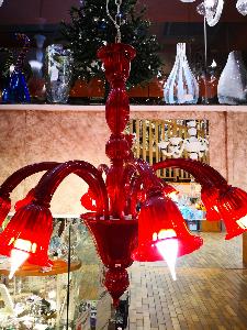 Lustre Murano Voltolina collection Laguna Rouge ( Bras vers le bas )