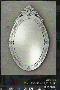 Miroir Cristal Venitien Voltolina Murano Véritable long ovale