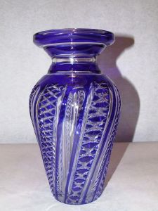 Vase bleu en Cristal de Bohème 