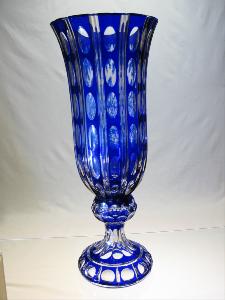 Vase "chevaux" en Cristal de Bohème Bleu cobalt