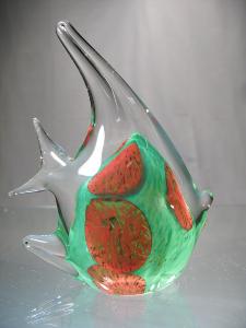 Poisson Scalaire Vert et Rouge Collection Murano