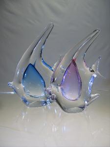 Poisson scalaire cristal bleu ou rose Collection Murano