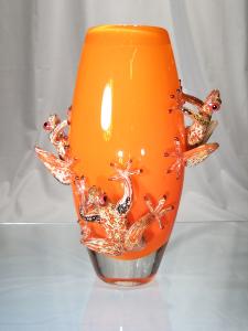 Vase 4 grenouilles Venimeuses Murano Orange