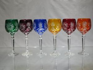 Verres à vin couleur Dégustation taille étoile diamant Cristal de Bohème 