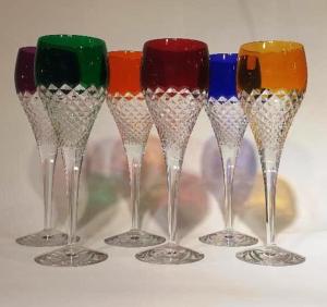 Verres à dégustation du vin en  cristal de bohème