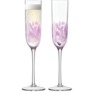 Flutes Champagne moderne Taches rose duo ou par 6