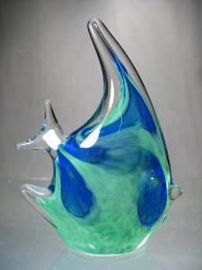 Poisson Scalaire Vert et Bleu Collection Murano