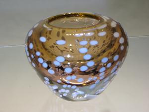 Petit vase Murano ambre taches blanches