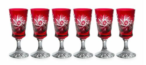 Verres à digestif en Cristal de Bohème en couleur rouge