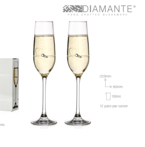 Coffret 2 Flutes Diamante Coeur Swarovski 