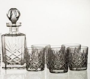 Coffret 7 pièces Whisky Cristal Taille Anglaise  (carafe + 6 verres)