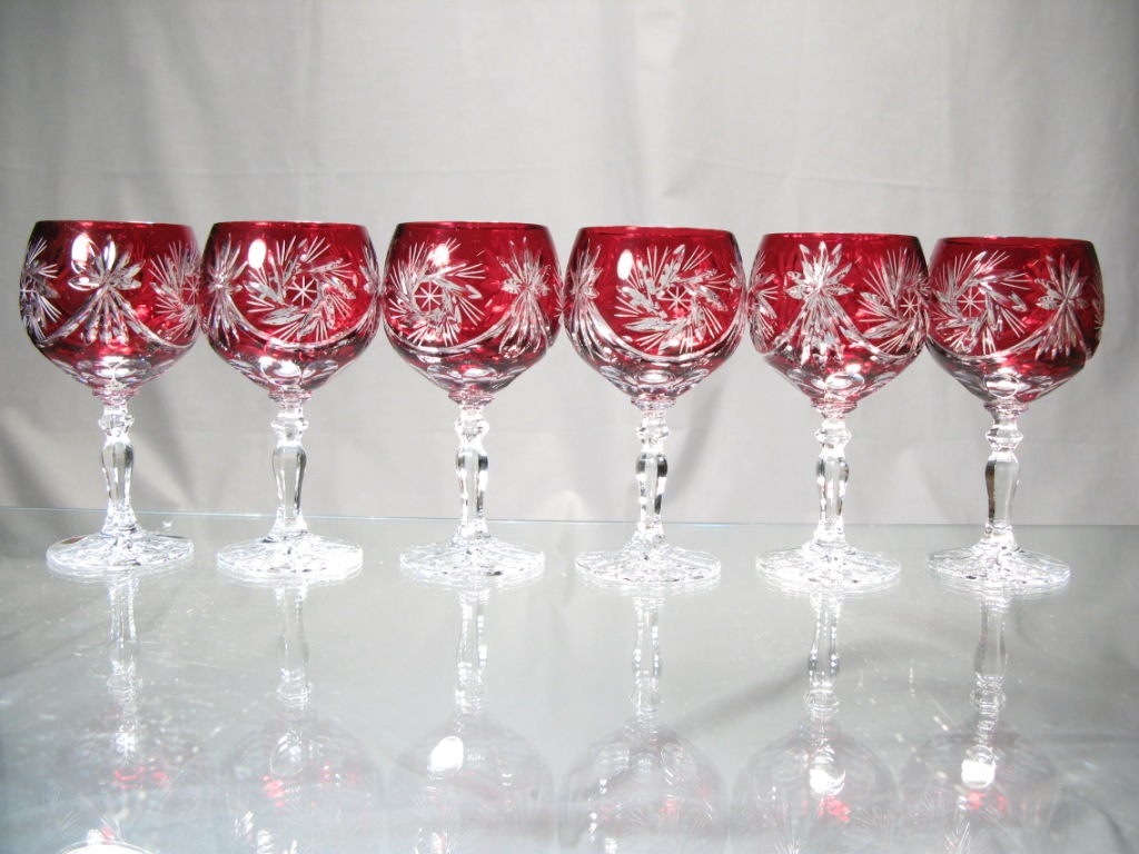 Verres Liqueur Arrondit Taille Etoile Diamant Cristal Boheme Couleur Rouge Ferrari 