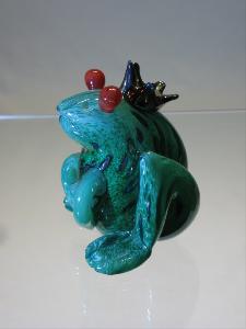 Crapaud vert avec couronnecollection Murano