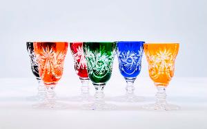 Verres à digestifs en Cristal de Bohème forme tulipe