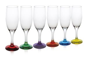 Coffret 6 Flutes à champagne pied couleur