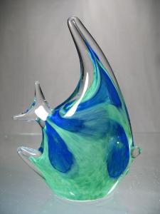 Poisson Scalaire Vert et Bleu Collection Murano