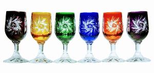 6 verres à digestifs couleurs en cristal bohème