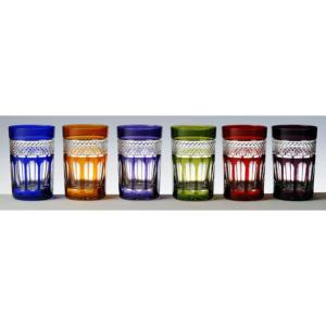 Cristal de Paris : Coffret 6 verres cristal couleur collection Mireille