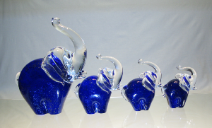 Eléphant collection Murano Bleu or ( 4 tailles ) 