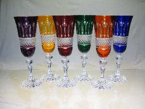 Flûtes à champagne 6 couleurs cristal de bohème