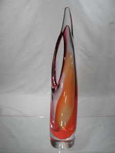 Vase Soliflore Feuille Murano Rouge