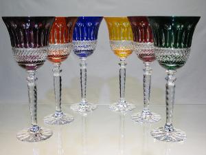 Verre à vin 6 couleurs cristal de bohème
