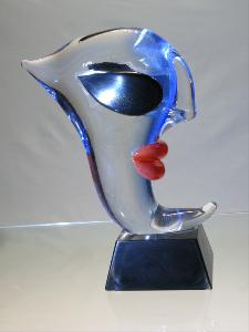 Visage Murano Bleu sur socle art