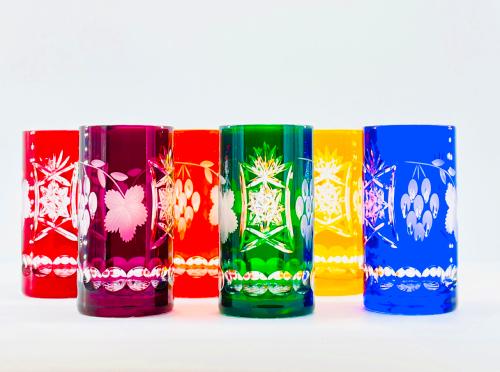 Longdrink 6 couleur en  cristal de bohème