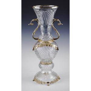 Vase 3 pieces Cristal de Paris Empire 100 cm Monture Bronze