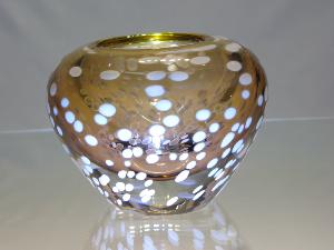 Petit vase Murano ambre taches blanches