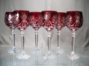 Verres à vin couleur taille Diamant Cristal de Bohème 