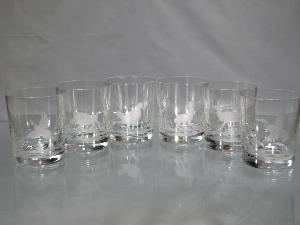 Coffret 6 Verres à whisky en cristal boheme + 24% plomb  "chasse" 