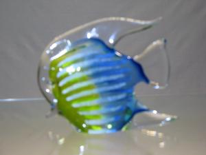 Poisson scalaire cristal turquoise Collection Murano