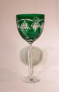 Verres à degustation du VIN couleur vert émeraude en cristal bohème