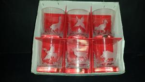 Coffret 6 Verres à whisky en cristal boheme + 24% plomb  "chasse" 