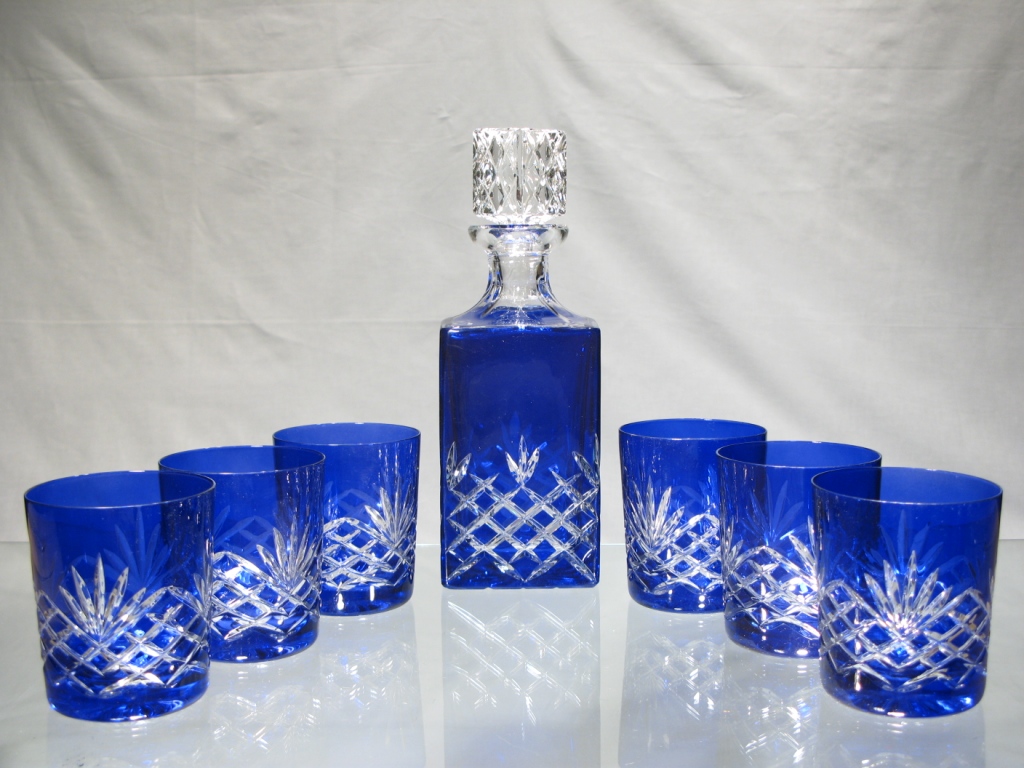 Coffret Whisky 7 pieces Cristal Bleu taille royale 