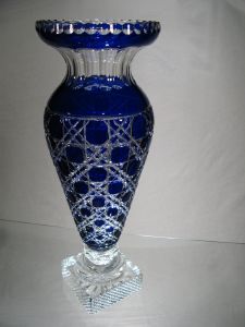 Vase bleu en Cristal de Bohème
