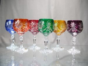 Verres Liqueur Arrondit Taille Etoile Diamant Cristal Couleur de Bohème 