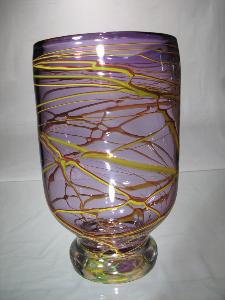 Vase en cristal violet pièce unique signée Adam Jablonski