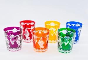 Verres à whisky 6 couleurs cristal bohème