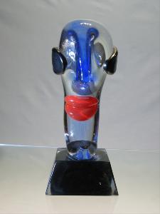 Visage Murano Bleu sur socle art