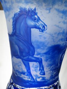 Vase "chevaux" en Cristal de Bohème