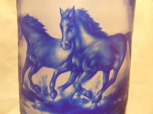 Vase "chevaux" en Cristal de Bohème