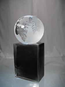 Trophée Noir Sulfure Globe Terrestre Murano