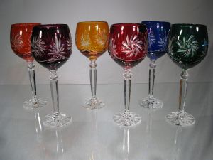 Verres à vin couleur taille Diamant Cristal de Bohème 