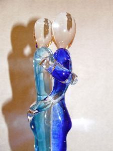 Couple amoureux  " bleu " Murano