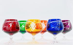 Verres à cognac grappe  6 couleurs cristal de bohème