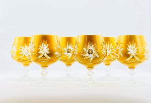  6 Verres à cognac dorés  Cristal de Bohème