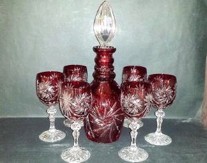 Coffret 7 pieces à Vin Cristal Rouge taille diamant