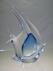 Poisson scalaire cristal bleu ou rose Collection Murano